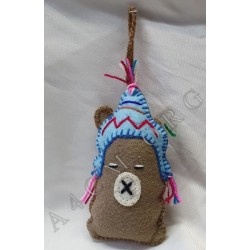 Lama avec Chullo en Tissu Suspendu