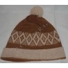Bonnet Pompon Losange Marron 100% Alpaga