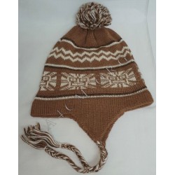 Chullo Pompon Clasico Marron 100% Alpaga