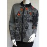 Gilet Brodé Flores Asimetrico Gris 50% Alpaga