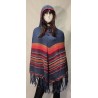 Poncho Delphina Capuche Bleu Vif en alpaga
