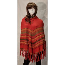 Poncho Delphina Capuche Orange en alpaga