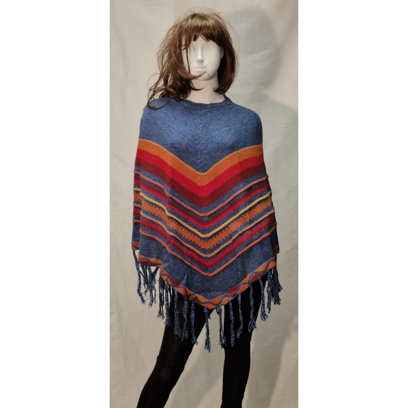 Poncho Delphina Bleu Vif en alpaga