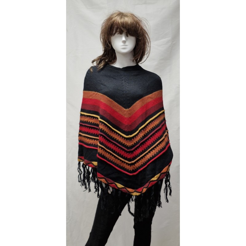 Poncho Delphina Noir en alpaga