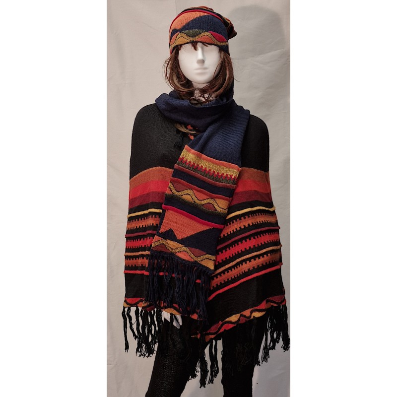 Écharpe-Bonnet Delphina Bleu Marine en alpaga