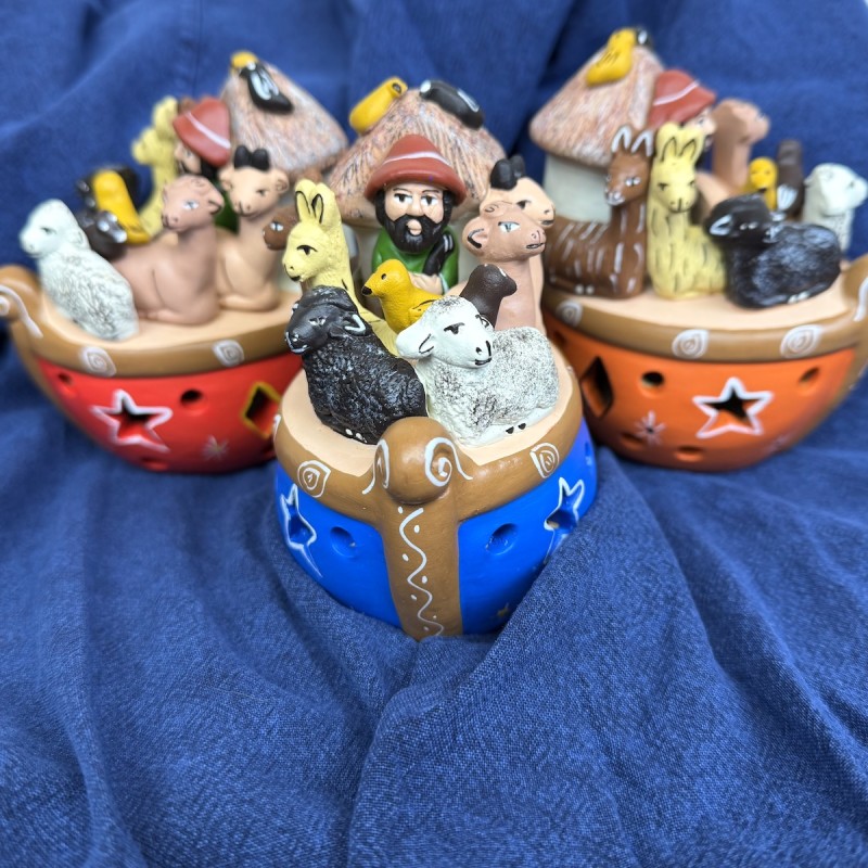 Arche de Noé Photophore Colorée en Céramique