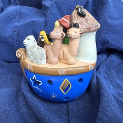 Arche de Noé Photophore Colorée en Céramique