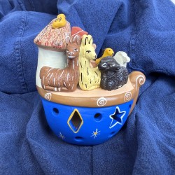 Arche de Noé Photophore Colorée en Céramique