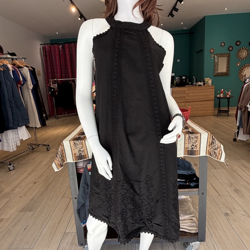 Robe Alicia Noire sans manche coton