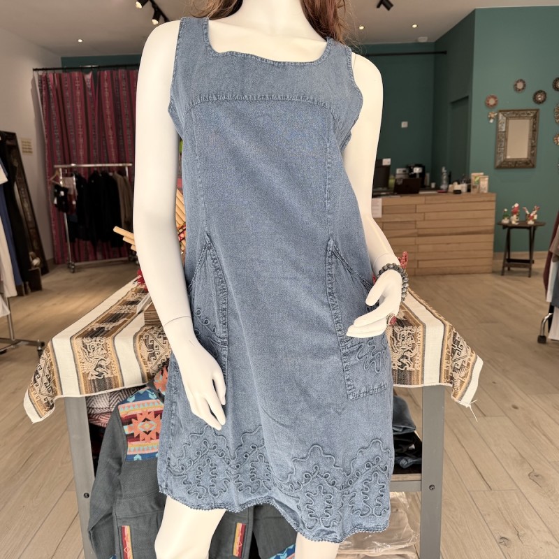 Robe Clea Bleu Jean sans manche coton