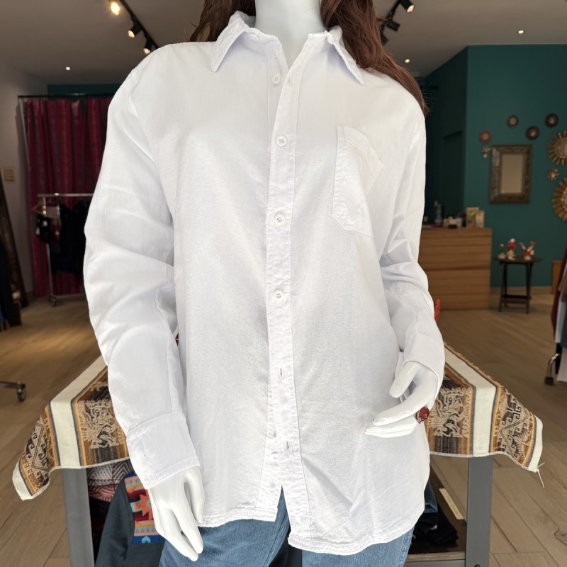 Chemise Manches Longues Verso Blanche coton