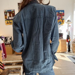 Chemise Manches Longues Verso Bleu Jean coton