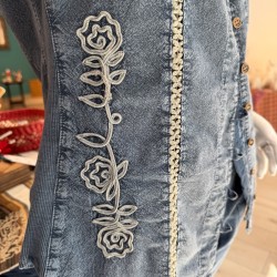 Chemisier Manches Courtes Alicia Bleu Jean coton