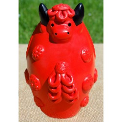 Taureau Décoration Rouge en Céramique