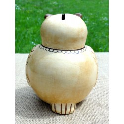 Tirelire chouette en terre cuite