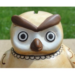 Tirelire chouette en terre cuite